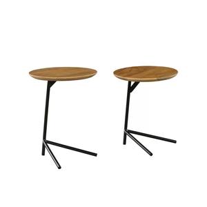Ensemble de 2 tables d'appoint en bois de manguier, finition naturelle moderne, écologique, pour chambre à coucher, salon, canapé ou chevet - Product Image 1