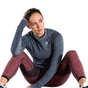 Women's <b>Long</b> <b>Sleeve</b> Compression Workout Top and High Waist Leggings Two Piece <b>Gym</b> Activewear <b>Set</b> - Product Image 6
