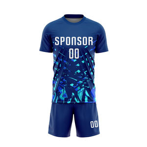 Uniforme de fútbol de diseño personalizado para camiseta de fútbol y pantalones cortos deportivos transpirables de alta calidad unisex conjunto en tarifa al por mayor - Product Image 2