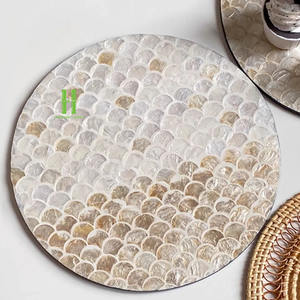 BEST SELLER Luxury Mother of Pearl Inlay <b>Round</b> <b>Placemats</b> Table Centerpieces Decorations OEM Design From Vietnam - Product Image 4