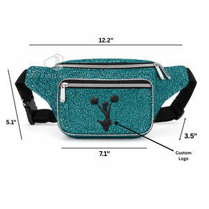 Glitter PU Customized Fanny Pack Cheer Embroidered Waist Bag Durable Sports Belt Bag with <b>Adjustable</b> <b>Strap</b> For Cheerleaders - Product Image 1