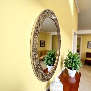 Modern <b>Wall</b> <b>Mirror</b> Unique Fancy Elegant Classic Vintage Personalized Blue & White Mosaic <b>Round</b> Decorative <b>Mirror</b> Frame - Product Image 3