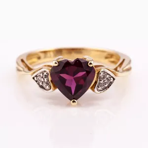 การออกแบบใหม่รูปหัวใจธรรมชาติ Rhodolite พลอยหัวใจแหวนเงินแท้925ราคาโรงงานจากประเทศไทยผู้ผลิต - Product Image 3