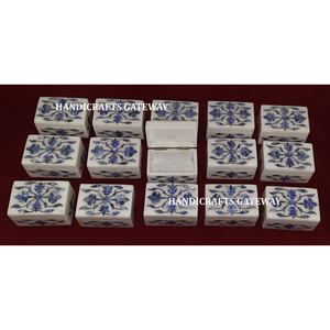 Dernière boîte à bijoux en nacre incrustée de marbre blanc de conception antique de taille standard finition fine pour bagues de mariage cadeau - Product Image 1