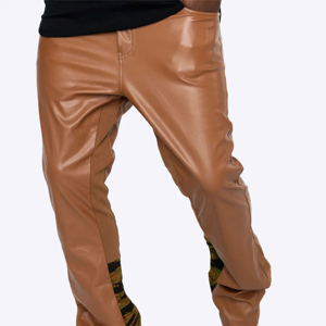new arrivals custom women ma2i faux leather <b>trouser</b> fwide leg flared leather pants - Product Image 2