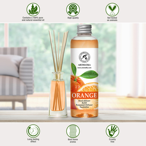 Recharge pour diffuseur d'arômes naturels Aromatika à l'orange, 200 ml, liquide, parfum d'ambiance longue durée, huile pour diffuseur à bâtonnets pour la maison et le bureau - Product Image 3