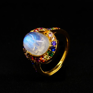 925ใส่ได้ทุกวันเงินสเตอร์ลิงเครื่องประดับชุบทองอัญมณีสีรุ้งสีขาวหลายสีแหวนคลาสสิก - Product Image 3