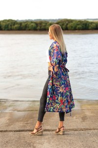 Peignoir Kimono en Soie Satinée pour Femme, Robe de Chambre Turque, Cardigan, Vêtement de Nuit, Cadeau de Saint-Valentin, Motif Oiseau Frida Knee - Product Image 3