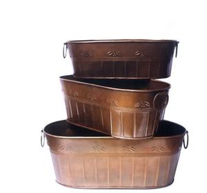 Jardinière décorative en métal de meilleure qualité avec pots de fleurs de jardin antiques bruns lot de 3 pièces - Product Image 2