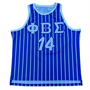 Camiseta de Baloncesto Personalizada con Rayas Azules - Phi Beta Sigma, 100% Poliéster, Conjuntos de Malla Gruesa - Product Image 1