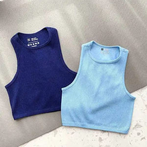2023 High Quality Crop Seamless Streetwear Stretch Rib Knit <b>Sleeveless</b> Gym Women Ribbed Tank <b>Top</b> Custom Screen Print Tank <b>Tops</b> - Product Image 3