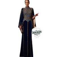 Kaftan de Dubaï pour femmes adultes, grande taille, robe musulmane, mode modeste, vêtement islamique scintillant, perlé, en polyester, fait main, pour mariage, longueur au sol