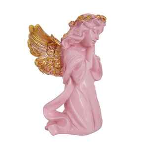 Statue de décoration d'ange rose pour fille |   Figurine de fée mignonne pour la décoration de la maison et les cadeaux |   Accent de table en résine - Product Image 2