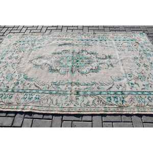 พรมขนาด 5x8.6 ฟุต, พรมตุรกีโบราณขนาดใหญ่, พรมขนสัตว์สีเบจ - Product Image 3