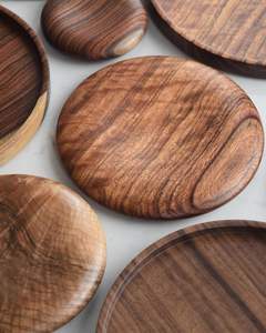 ENSEMBLE DE PLATS À DÎNER EN BOIS FAIT À LA MAIN ALIMENTATION Assiette à dîner en bois moderne en bois de haute qualité cadeau d'affaires - Product Image 6