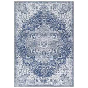 พรมปูพื้นรูปทรงสี่เหลี่ยมผืนผ้า ลาย Abstract สีฟ้า ยี่ห้อ Netline Home Eterna ผลิตจากผ้าฝ้ายผสมโพลีเอสเตอร์ ซักเครื่องได้ เหมาะสำหรับห้องนั่งเล่น ห้องนอน และทางเดิน - Product Image 1