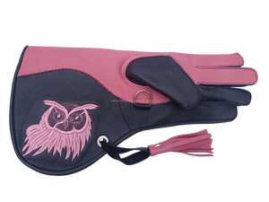 RehexImpex 2026 (35cm) Gants de fauconnerie roses en cuir de vachette double couche avec broderie hibou, longs gants de protection pour la manipulation des oiseaux - Product Image 4