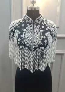 Robe de soirée élégante pour dames Cape perlée perles brodées Belle décoration en cristal Anti-statique Caractéristique Organza - Product Image 2