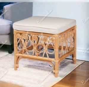 Boho Chic Style verger rotin forme carrée assis pouf salon meubles rotin naturel repose-pieds os incrustation Console - Product Image 3