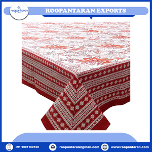 Indian Manufacturer's Hand Block Printed Jacquard <b>Tablecloth</b> Embroidered Pure Cotton Runner Knitted Timeless Craftsmanship - Product Image 6