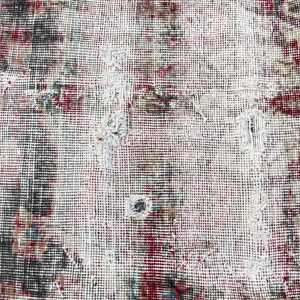 7x9 ft Rug, Vintage Turkish Rug, <b>Red</b> Ikat <b>Wool</b> Rug - Product Image 3