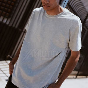 Camisetas de lavado ácido para hombre de talla adulta de último diseño 100% tela de punto de algodón ropa de calle colores sólidos - Product Image 2