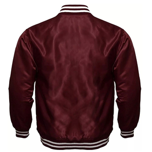 Chaqueta Bomber de satén para hombre con logotipo personalizado de alta calidad, chaqueta de tela de lona de talla grande con diseño de béisbol bordado de estilo formal OEM - Product Image 2