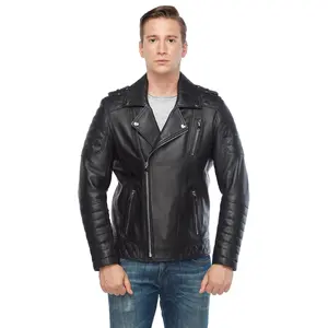 Abrigos de cuero de moda personalizados fabricantes chaqueta de la motocicleta de los hombres y chaqueta de cuero real - Product Image 2