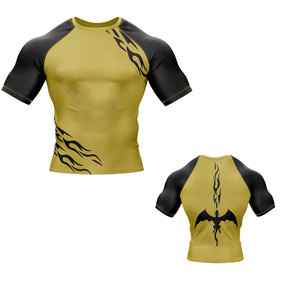 Rash Guard personalizado para hombres, ropa de entrenamiento de lucha, ropa de gimnasio de media manga, Rash Guard con diseño personalizado - Product Image 3