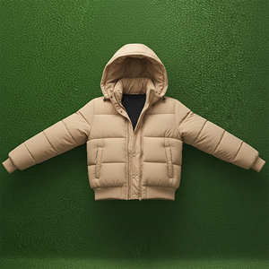 Haute qualité hommes décontracté Bomber veste épais hiver chaud manteau fermeture éclair toile couleur unie en gros rembourré col montant avant - Product Image 5