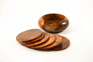 Juego de posavasos de madera hechos a mano, alfombrillas rústicas para bebidas, recién llegado, alta calidad, precio asequible, India - Product Image 4