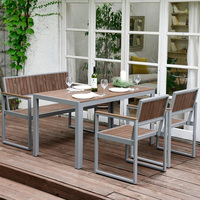 Restaurant décontracté Patio Bistro Balcon Plastique Bois Aluminium Salle à manger extérieure Jardin K/D Table et chaise