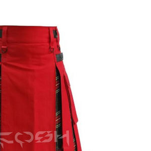 Meilleures ventes, nouveau kilt hybride écossais en coton rouge et tartan Stewart noir, fournisseur de kilt utilitaire pour hommes du Pakistan - Product Image 4