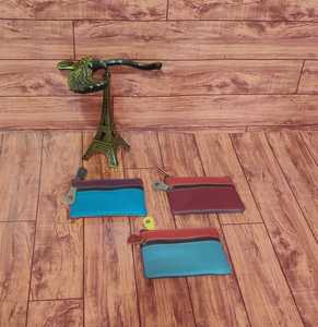 Personalized Recycled Leather <b>Small</b> <b>Wallet</b> Handmade Colorful Leather Western Zipper Coin Purse for Women's Custom Leather Pouch - Product Image 3