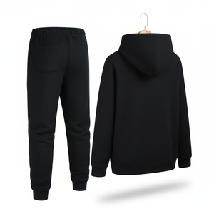 Conjunto de Sudadera con Capucha y Pantalones de Forro Polar para Hombre, Color Sólido, Bordado con Logotipo Personalizado OEM, Transpirable, Informal, para Invierno - Product Image 3