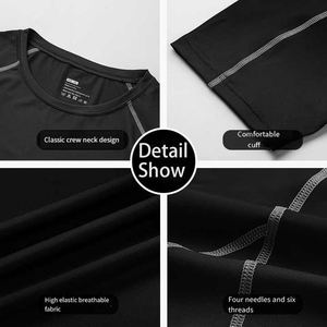 T-shirts de compression de gymnastique à manches courtes sportifs d'été pour hommes vêtements de sport élastiques à séchage rapide avec logo personnalisé tissu tricoté uni - Product Image 4