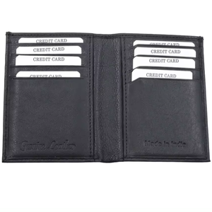 Tarjetero de cuero negro de primera calidad, diseño clásico minimalista delgado y plegable, ranuras para tarjetas personalizadas, tarjetero, billetera - Product Image 1
