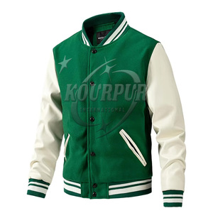 Venta al por mayor clásico personalizado de invierno de cuero brazo Varsity chaqueta PU béisbol Varsity chaqueta de los hombres Casual de ganchillo - Product Image 5