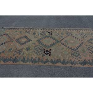 Kilim Beige Vert Laine Tapis 5.3X11.1 ft Turc Grande Surface Plat Tissage Latex Support Rectangle Motif pour Couloir Chambre Tapis - Product Image 3