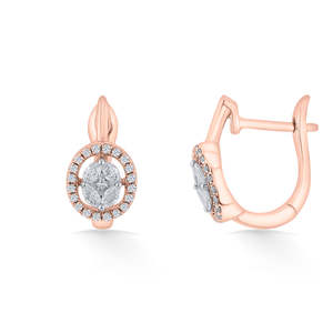 Orbelle Charm <b>Rose</b> <b>Gold</b> Pearl <b>Stud</b> <b>Earrings</b> for Women Rhodium Plated 14K <b>Gold</b> Huggies Hoops Trendy Gift - Product Image 5