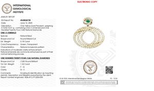 Hecho a mano 1.51CTW corte redondo diamante colgante 14K sólido amarillo Esmeralda piedra preciosa declaración collar nupcial boda joyería - Product Image 2