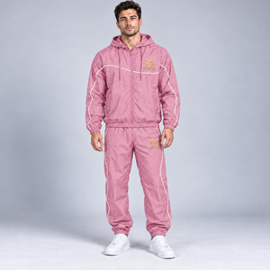 Ensemble de survêtement en nylon surdimensionné pour homme, veste coupe-vent réfléchissante zippée, ensemble de jogging, fabricant OEM en gros - Product Image 1