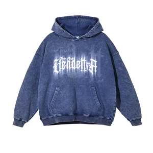 Sweat à capuche brodé vintage personnalisé 500 g/m², sweat à capuche vierge délavé au soleil, sweat à capuche délavé au soleil avec logo personnalisé - Product Image 1