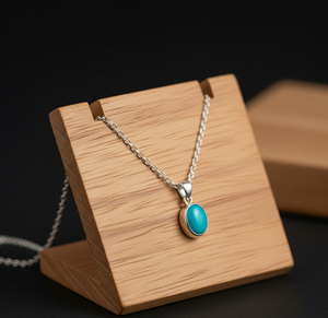 Vente en gros de chaîne délicate en argent sterling 925 de forme ovale pierres de cristal de guérison turquoise naturelle pendentif en forme de goutte en or 18 carats - Product Image 6