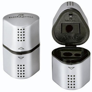 Sacapuntas Triple de Plástico Plateado de Primera Calidad para Minas Triangulares de Faber-Castell - Product Image 1