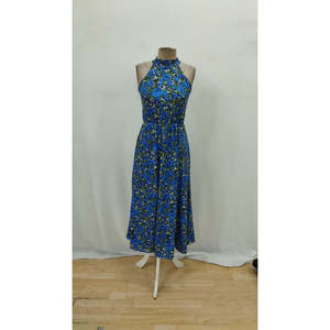 Robe maxi Supreme à imprimé, col halter et épaules dénudées pour femme, 35188 - Bleu - Product Image 6