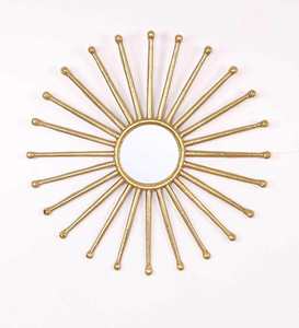 Stylish round mirror with a sleek <b>metal</b> <b>frame</b> Circular <b>metal</b> wall mirror Elegant gold 21 inch - Product Image 2