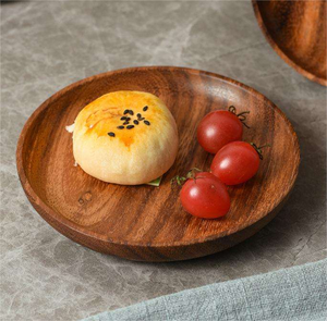 Assiettes rondes en bois d'acacia de haute qualité en gros, assiettes à fruits, assiettes à dîner, vaisselle en bois d'acacia - Product Image 2