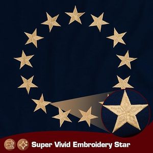 ธงเบ็ตซี รอสส์ วินเทจ ขนาด 3x5 ฟุต ผ้าฝ้าย 100% กันน้ำ ปักลาย ย้อมสีชา 13 ดาว สไตล์อเมริกันโคลอนี โบราณ - Product Image 2