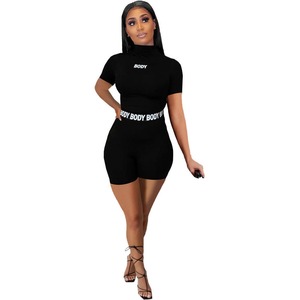 Conjuntos Para Mujeres de verano, Camiseta ajustada de manga corta, conjunto de pantalones cortos, ropa deportiva personalizada, ropa de salón, conjunto de 2 piezas, conjuntos para mujer - Product Image 5
